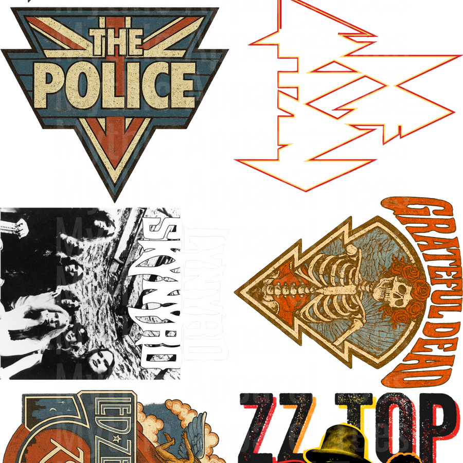 Classic Rock GANG SHEET 10 FULL SIZE IMAGES