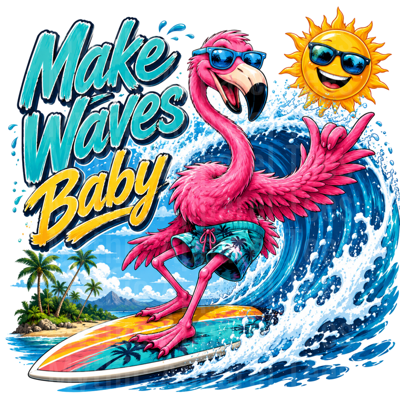 Flamingo Surfing Wave Make Waves Baby Sunglasses Tropical Sun