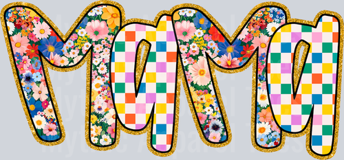 MaMa Floral Checkers DTF Mama Transfers