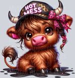 Hot Mess Highland Cow Transfers, Highland Cow Theme, Farmhouse Decor, Funny Cow Design, Rustic Style