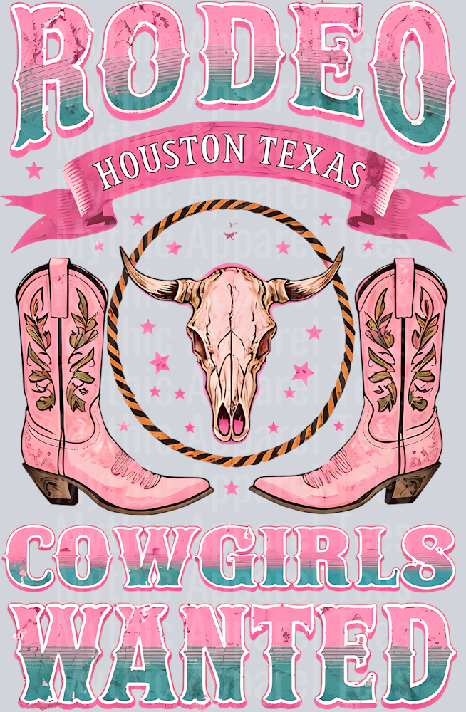 Rodeo Cowgirls Wanted Boots and bullhorn Cowgirl Western Southern Girl Pink
