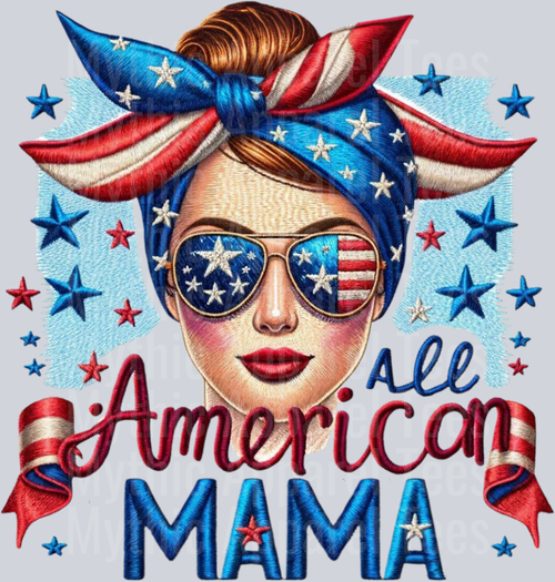 All American Mama Messy Bun 4th of July Patriotic Transfers 8