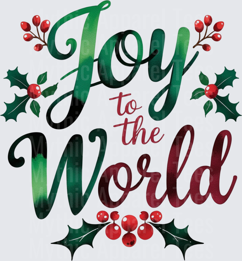 Christmas Joy to the World Holly Berry Script Design