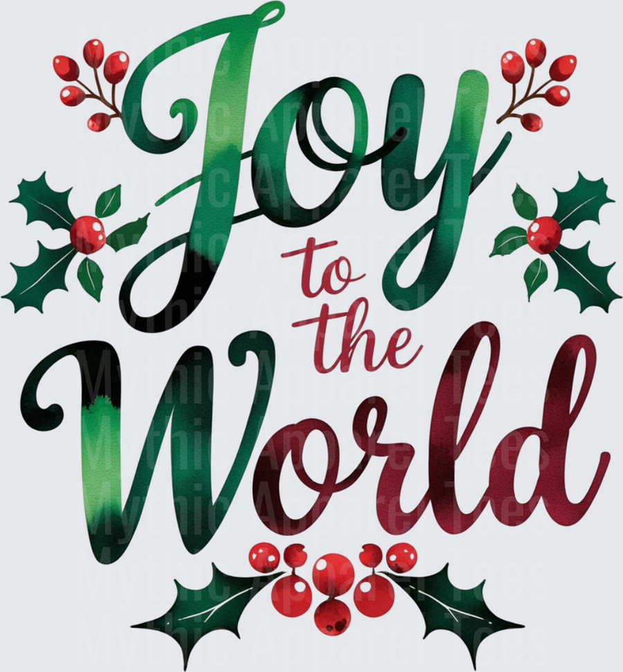 Christmas Joy to the World Holly Berry Script Design