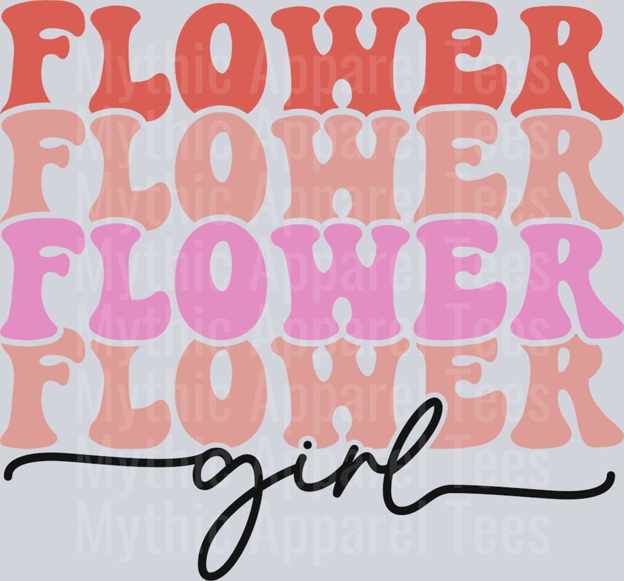 Flower Girl Retro with script DTF Flower Girl Transfers