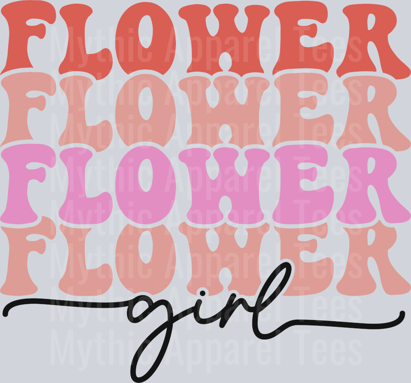 Flower Girl Retro with script DTF Flower Girl Transfers