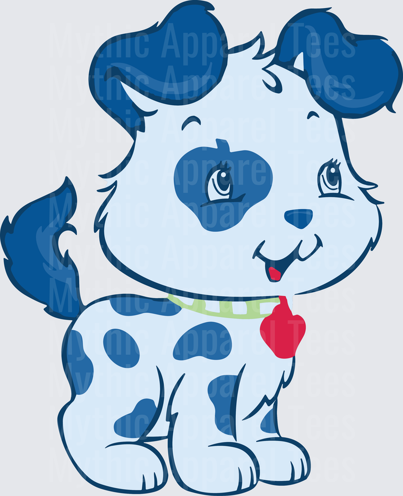 Strawberry Shortcake Custard Blue Spotted Puppy with Red Tag