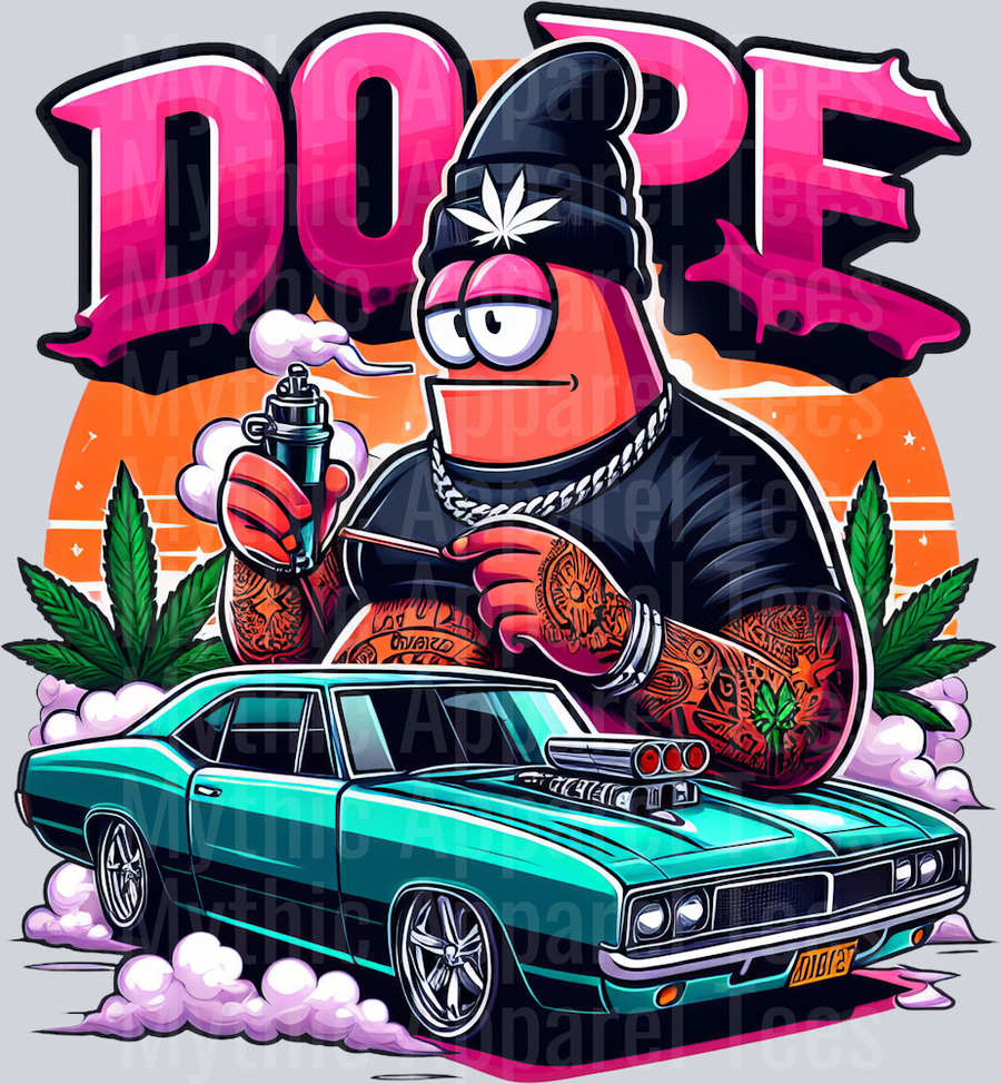 Patrick DOPE Hot Rod Smoking Pop Culture DTF Weed Transfers