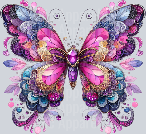 Purple Blue pink and gold watercolor butterfly DTF Butterfly Transfers