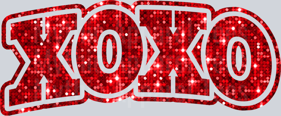 XOXO Valentines Day Red sequin Wavy Retro Funny Designs