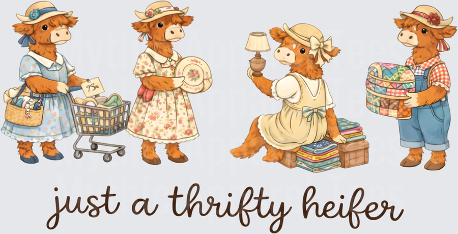 Just A Thrifty Heifer Cow Shopping and Thrift Store Scene