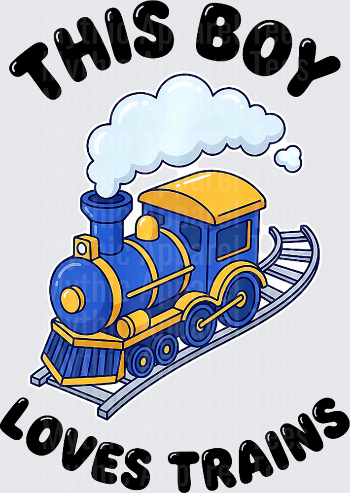This Boy Loves Trains Funny Kids Premium Tri-Blend T-Shirt