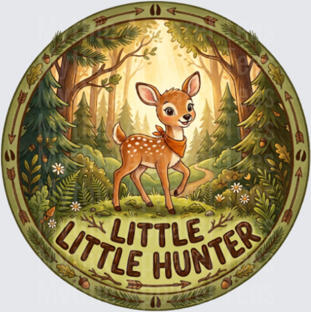 Little Hunter Cute Baby Deer Forest Round Patch Design