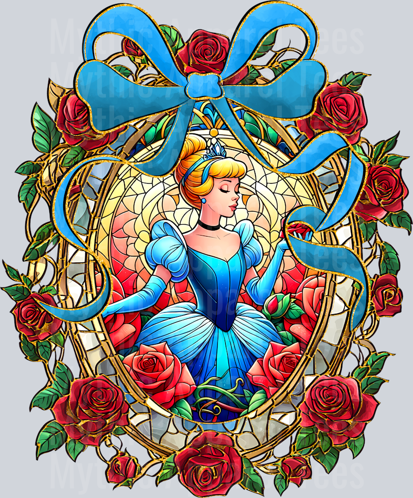 Cinderella bow and flower design DTF Disney Transfers