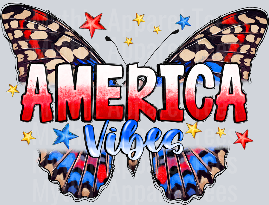 American Vibes 2 Butterfly 4th of july DTF Patriotic Transfers