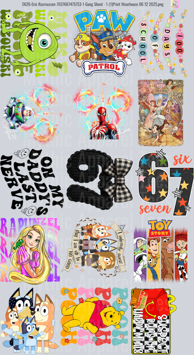 Kids Blend GANG SHEET 15 FULL SIZE IMAGES