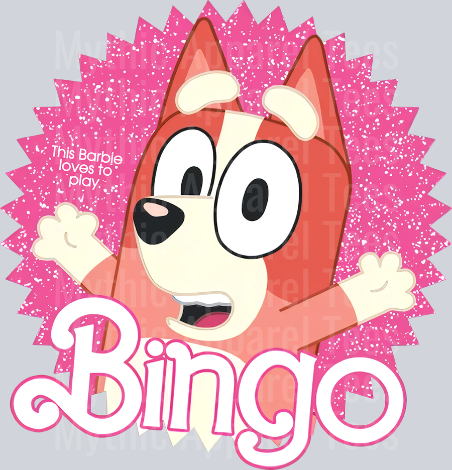 Bingo Pink background DTF Bluey Transfers