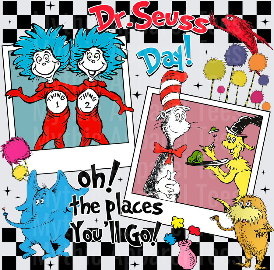 DR Seuss Day Thing 1 Thing 2 Cat in the Hat Lorax Collage