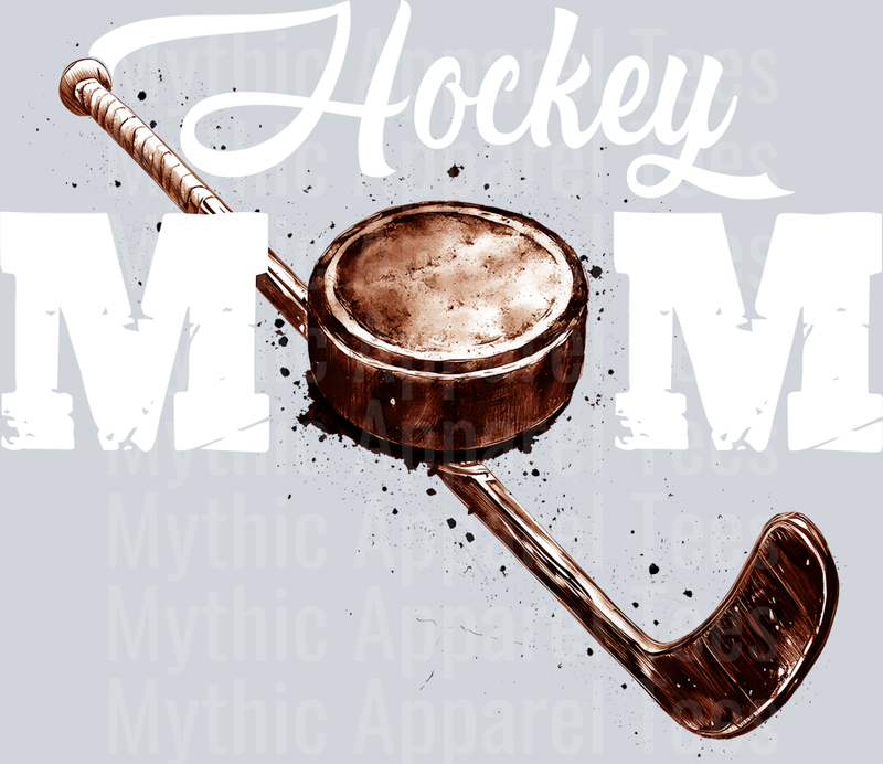 Hockey Mom with White Text Heart is on the ice DTF Hockey Transfers
