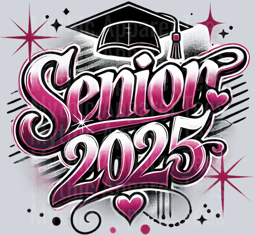 004 Senior 2025 Airbrushed Maroon DTF 2025 Senior Graduation Transfers