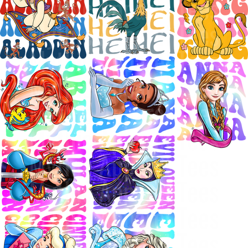 DISNEY KIDS GANG SHEET 10 KIDS SIZE IMAGES