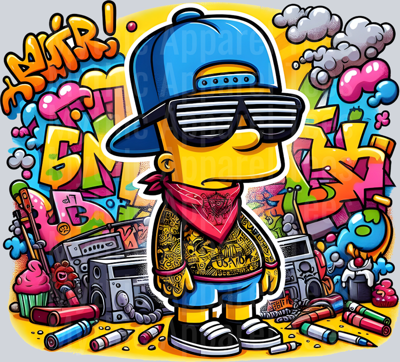 Bart Simpson Glasses Graffiti DTF Pop Culture Transfers