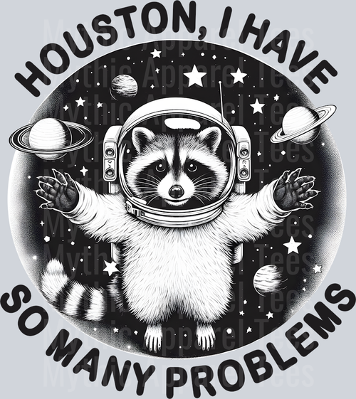 Houston I have so many problems space racoon DTF Racoon Transfers