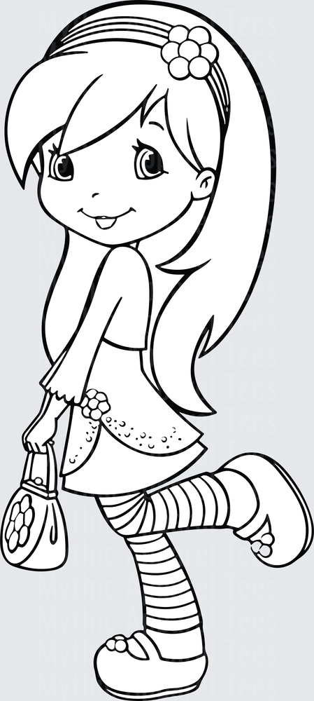 Strawberry Shortcake Orange Blossom Coloring Line Art Style