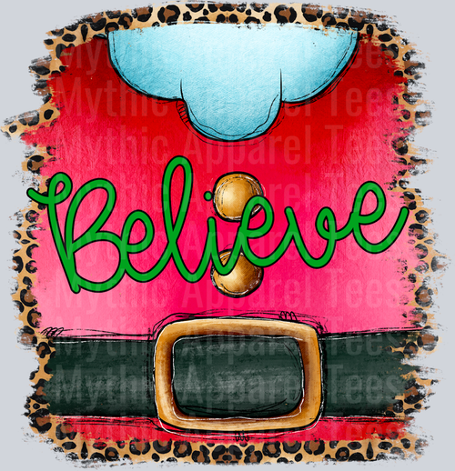 Believe Santa Coat Leopard Edges