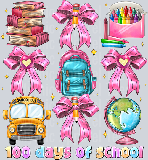 100 days of school Valentines Day School Bus