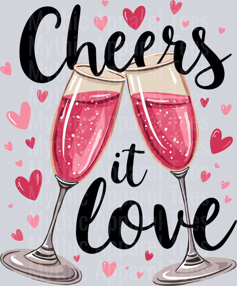 Cheers it love pink champagne glasses DTF Love Transfers