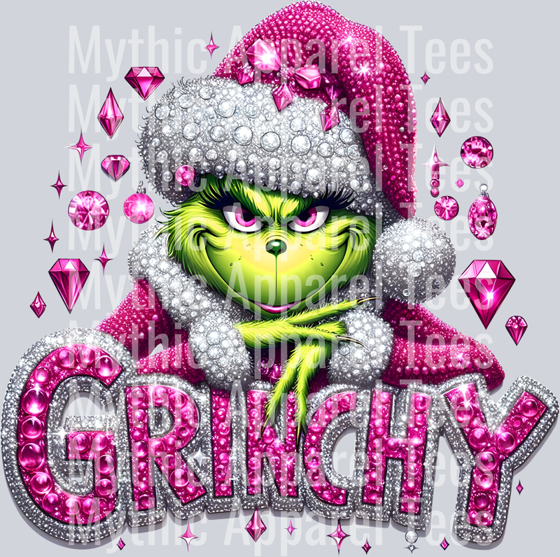 Grinchy Rinestone style print with gems and jewels