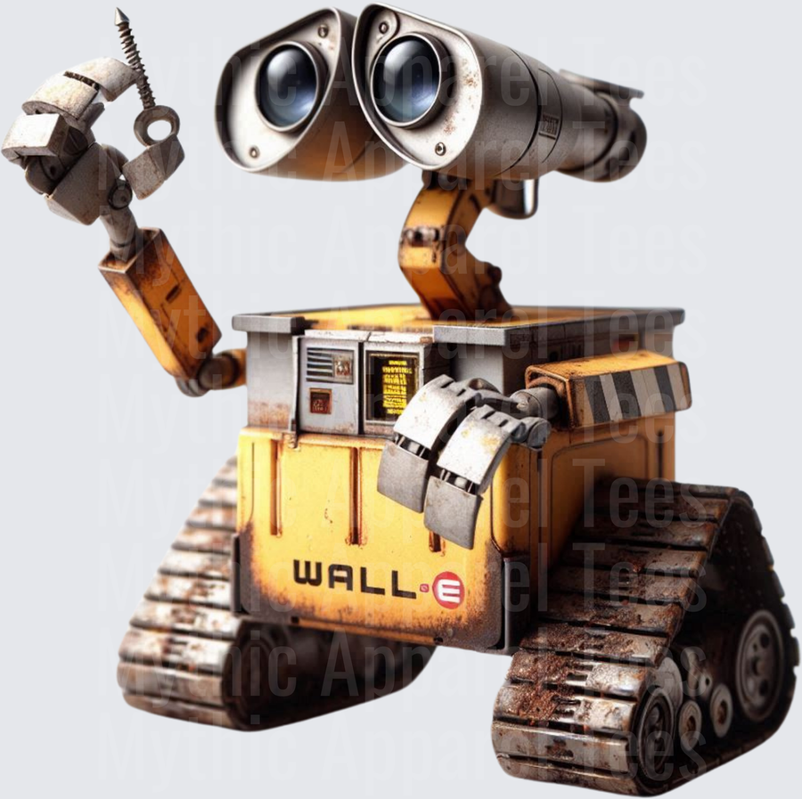 WALL-E Robot Holding Screw Rusty Weathered Pixar Character Full Color Design