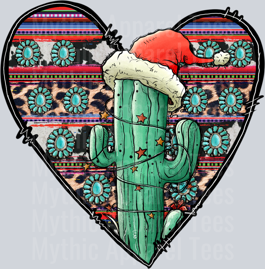 Christmas Cactus Heart Western