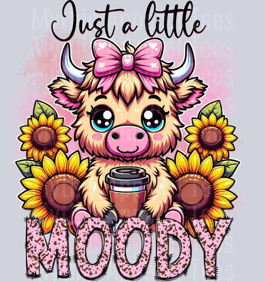 Just A Little Moody DTF Funny Highland Cow Transfers