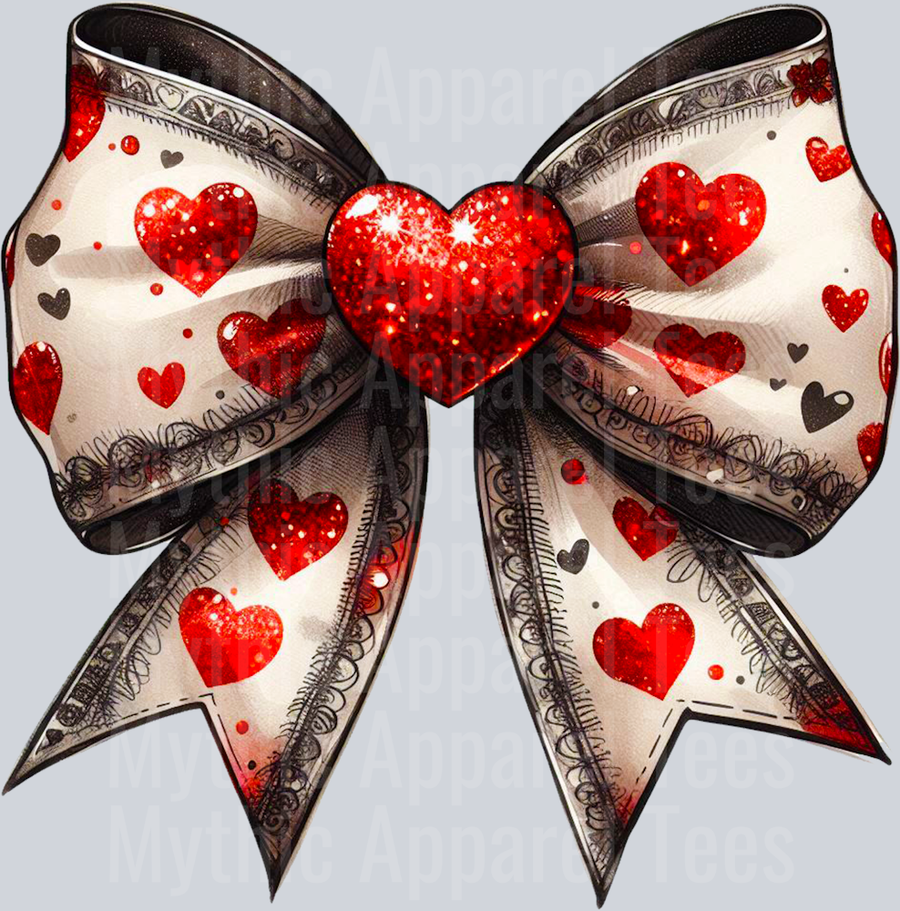 Bow Red and white black edges Style Combo Valentines Day Design