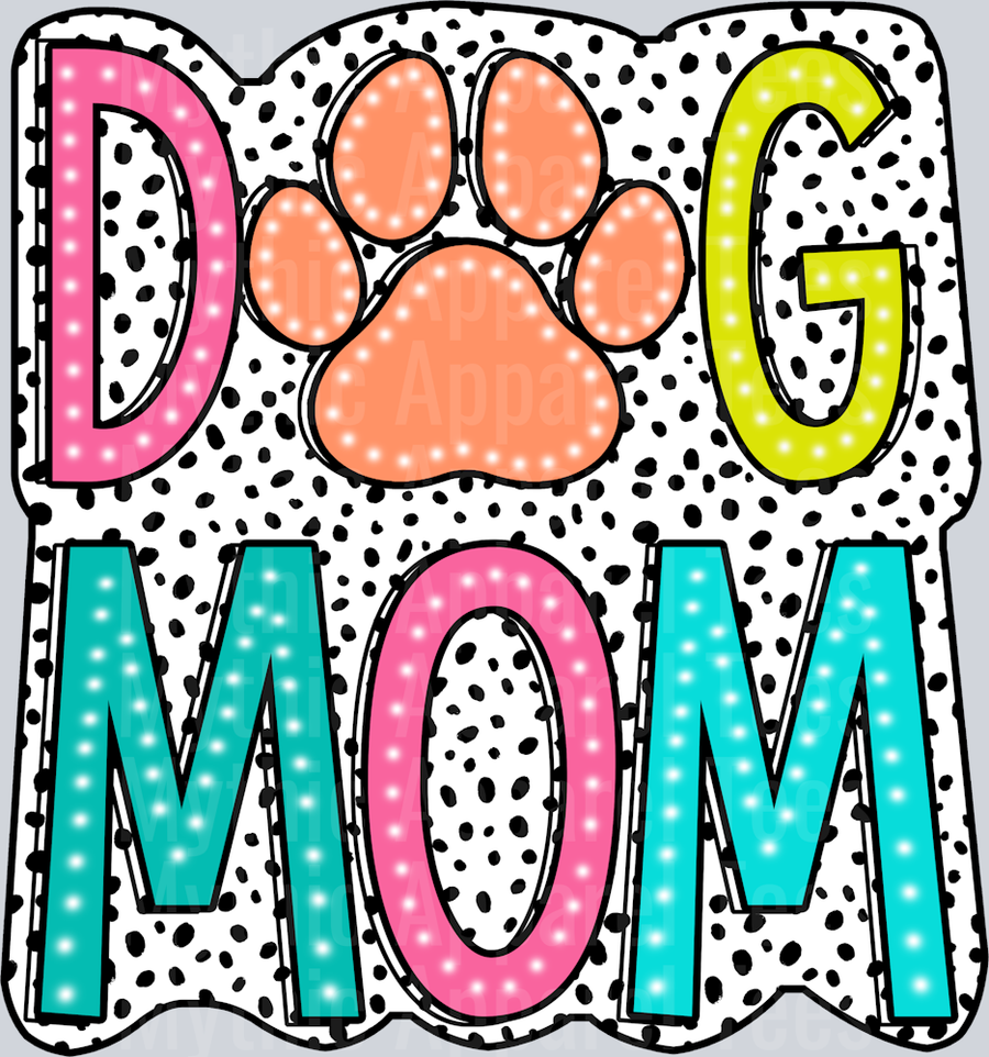 Dog Mom with black dots DTF Dog Transfers