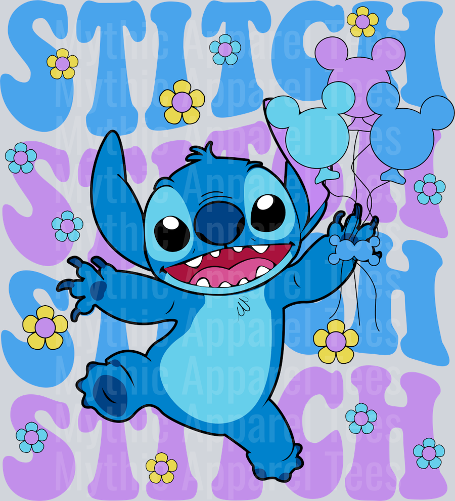 Stitch Blue and Purple words DTF Lilo and Stitch Transfers