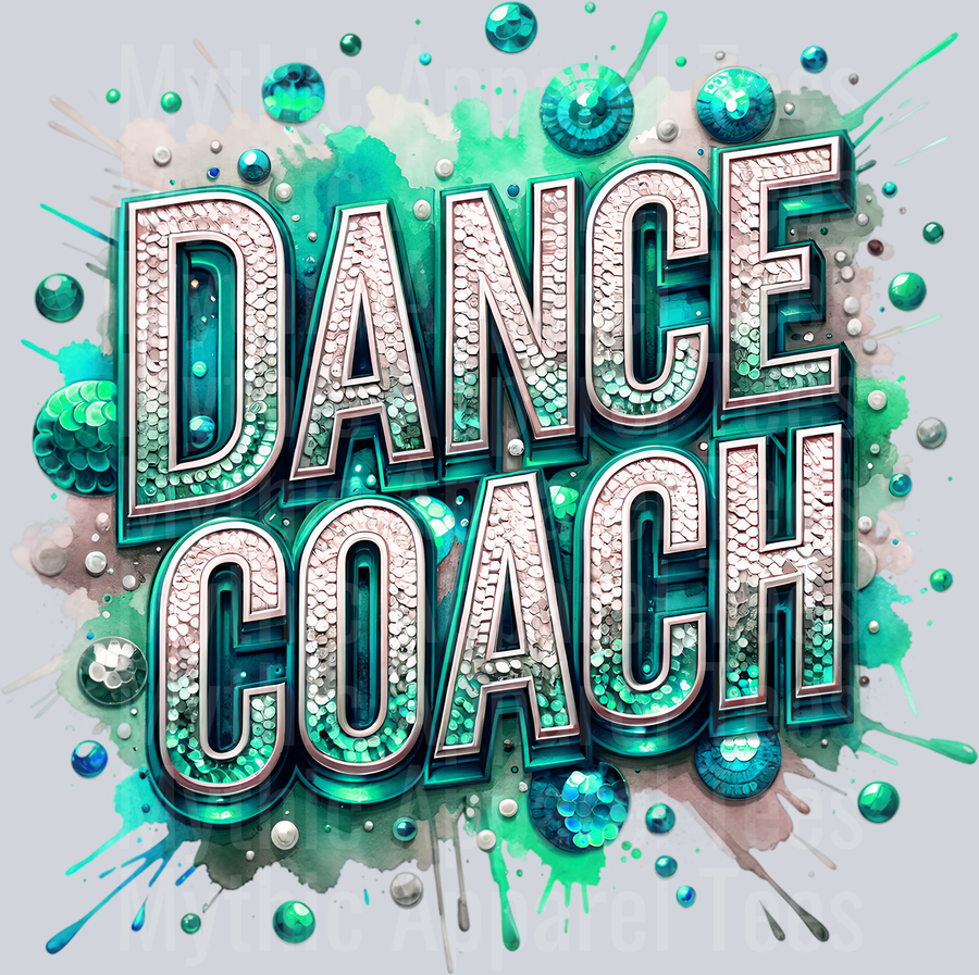0016 Dance Coach Sequins Mint DTF Dance Coach Transfers