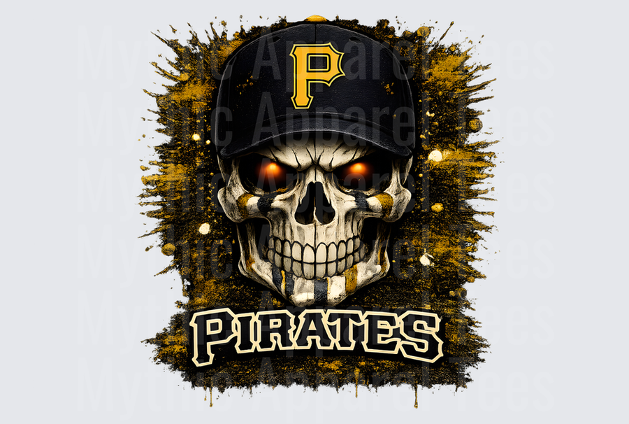 MLB Skulls Pittsburgh Pirates Glowing Eyes Skull Cap Splatter