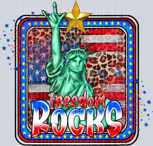 Freedom Rocks Star and Stripes 4th of july DTF Patriotic Transfers