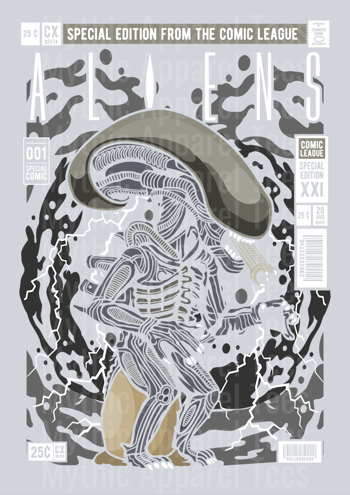 Alien Comic Book Cover STYLE DTF Pop Culture Transfers