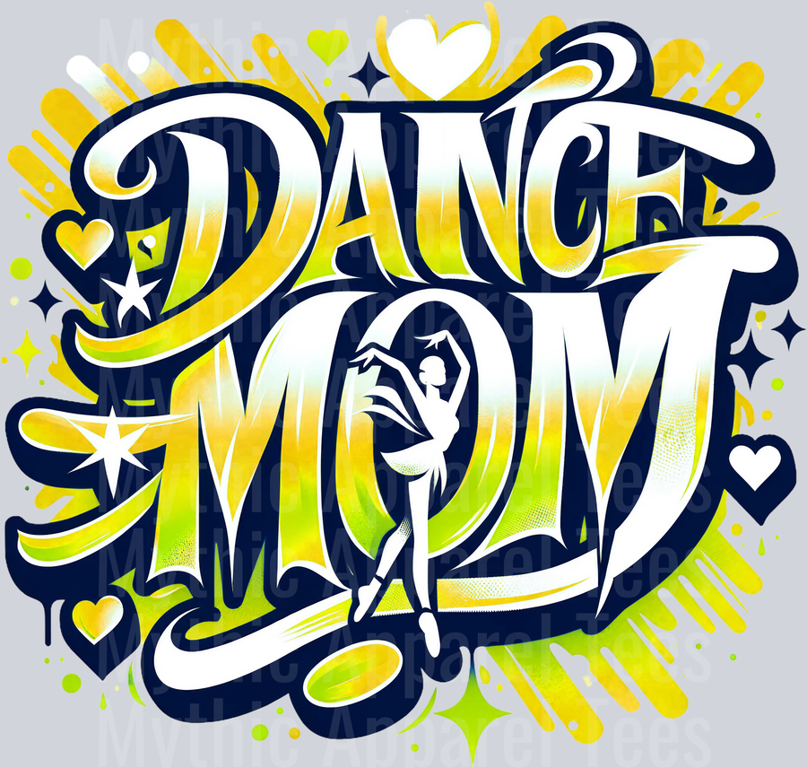001 Dance Mom 1 Airbrushed Yellow DTF Dance Mom Transfers