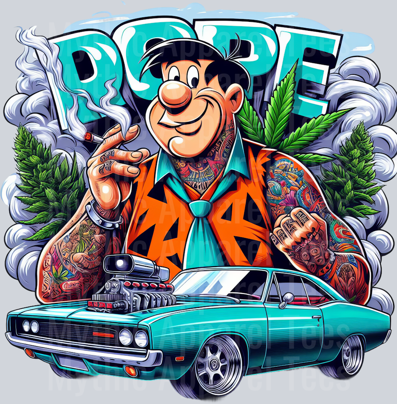 Fred Flintstone Smoking Pop Culture DTF Weed Transfers
