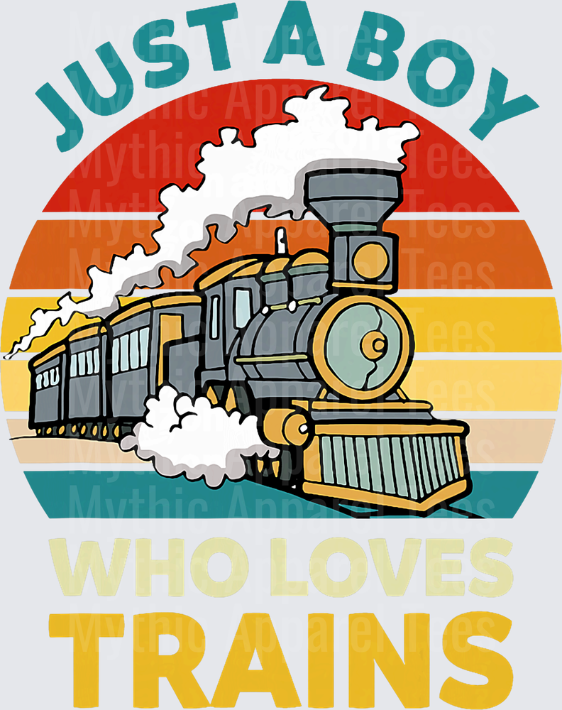 Trains Just A Boy Who Loves Trains Retro Sunset Steam Engine