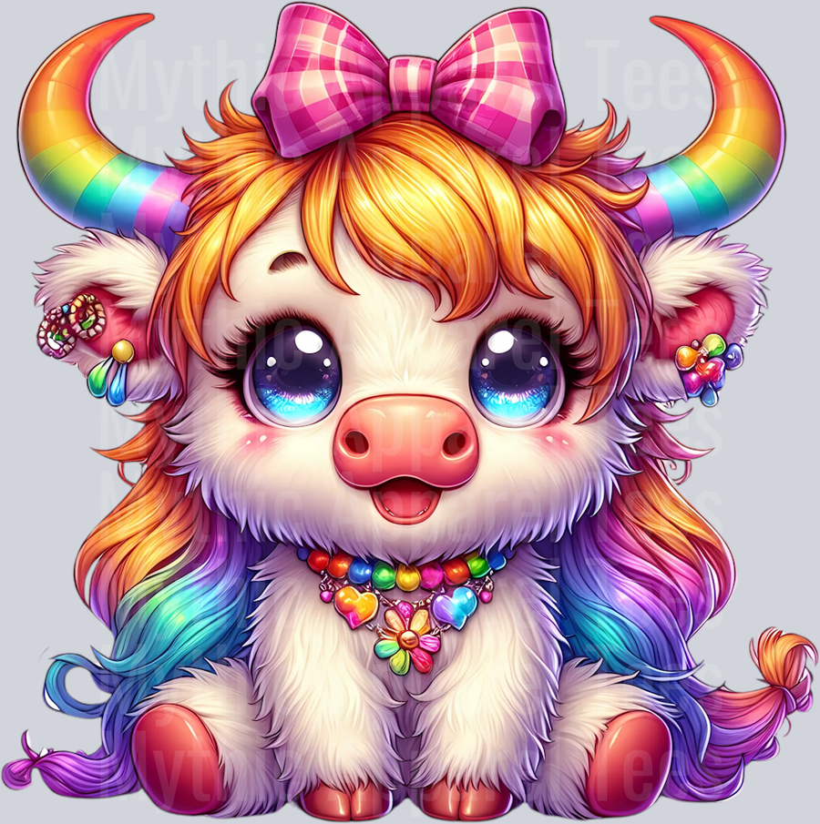 AZ777 Rainbow Highland Cow