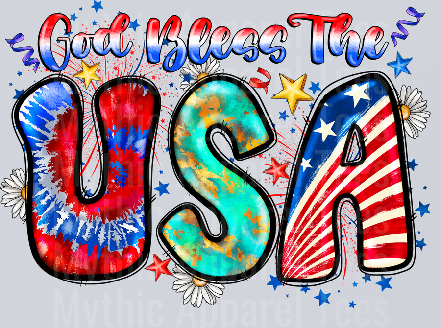 God Bless The USA 4th of july DTF Patriotic Transfers