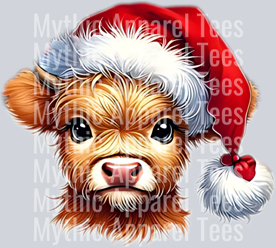Highland cow santa hat design