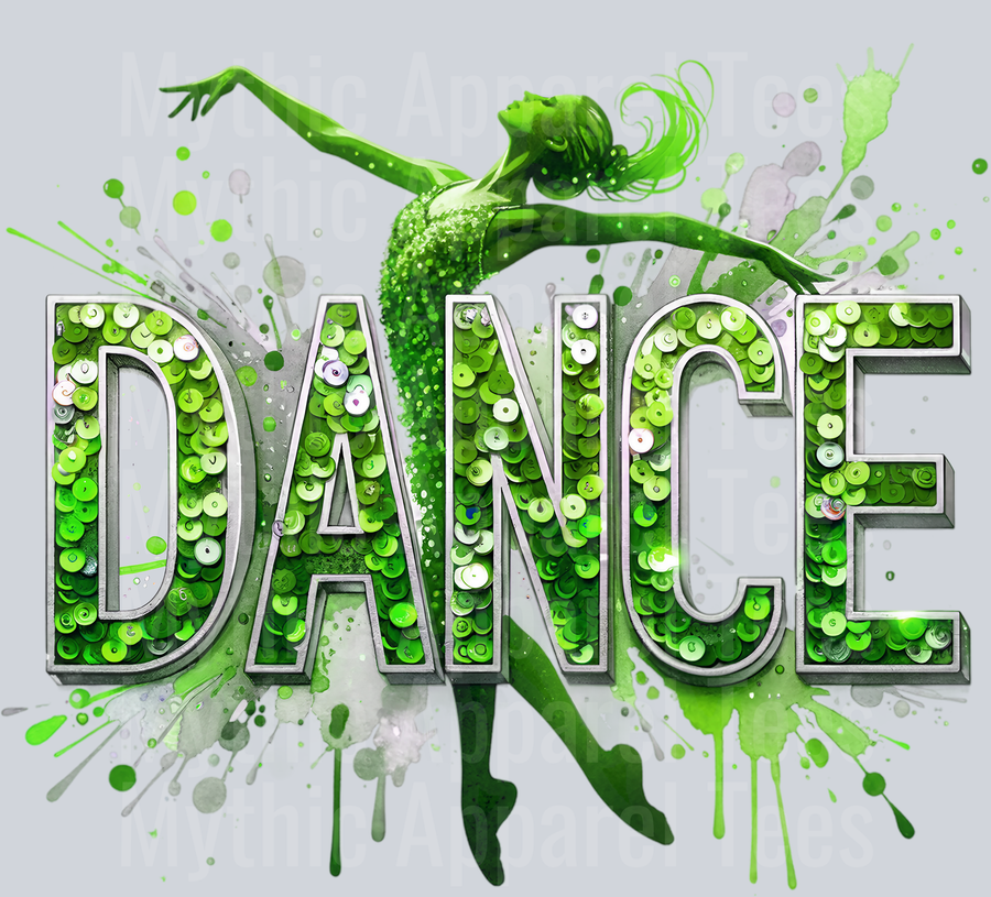 008 Dance Female Dancer Green DTF Dance Female Transfers