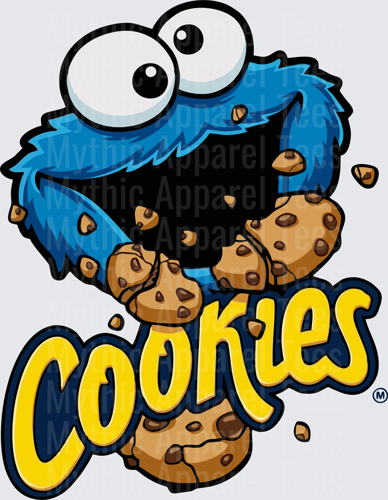 Sesame Street Cookie Monster Devouring Chocolate Chip Cookies